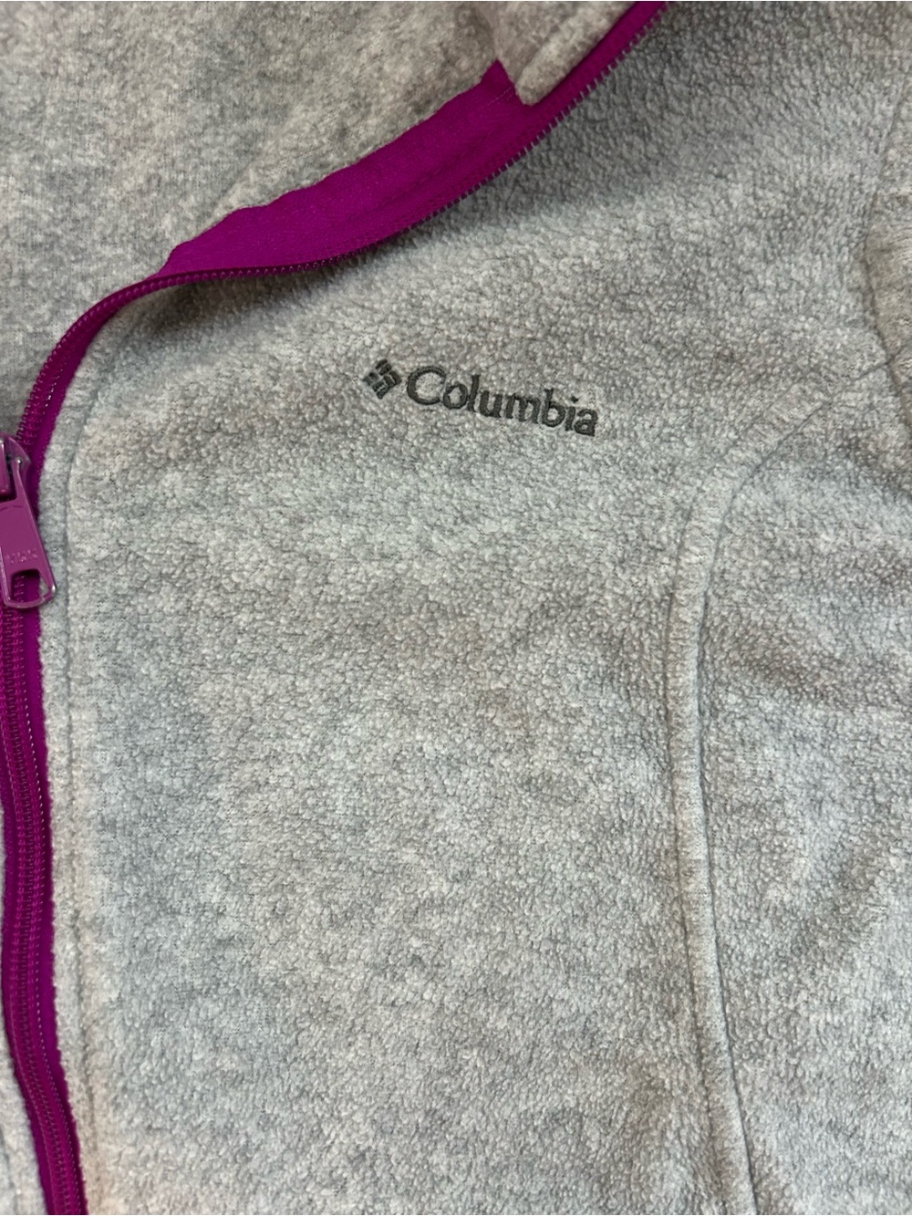 Columbia Gray Fleece Vest with Purple Trim - Picture 2 of 3